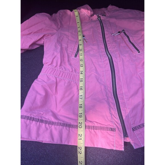 Vintage ANN TAYLOR LOFT Women's Pink Biker Style Zip up Jacket SZ MP - Picture 8 of 8